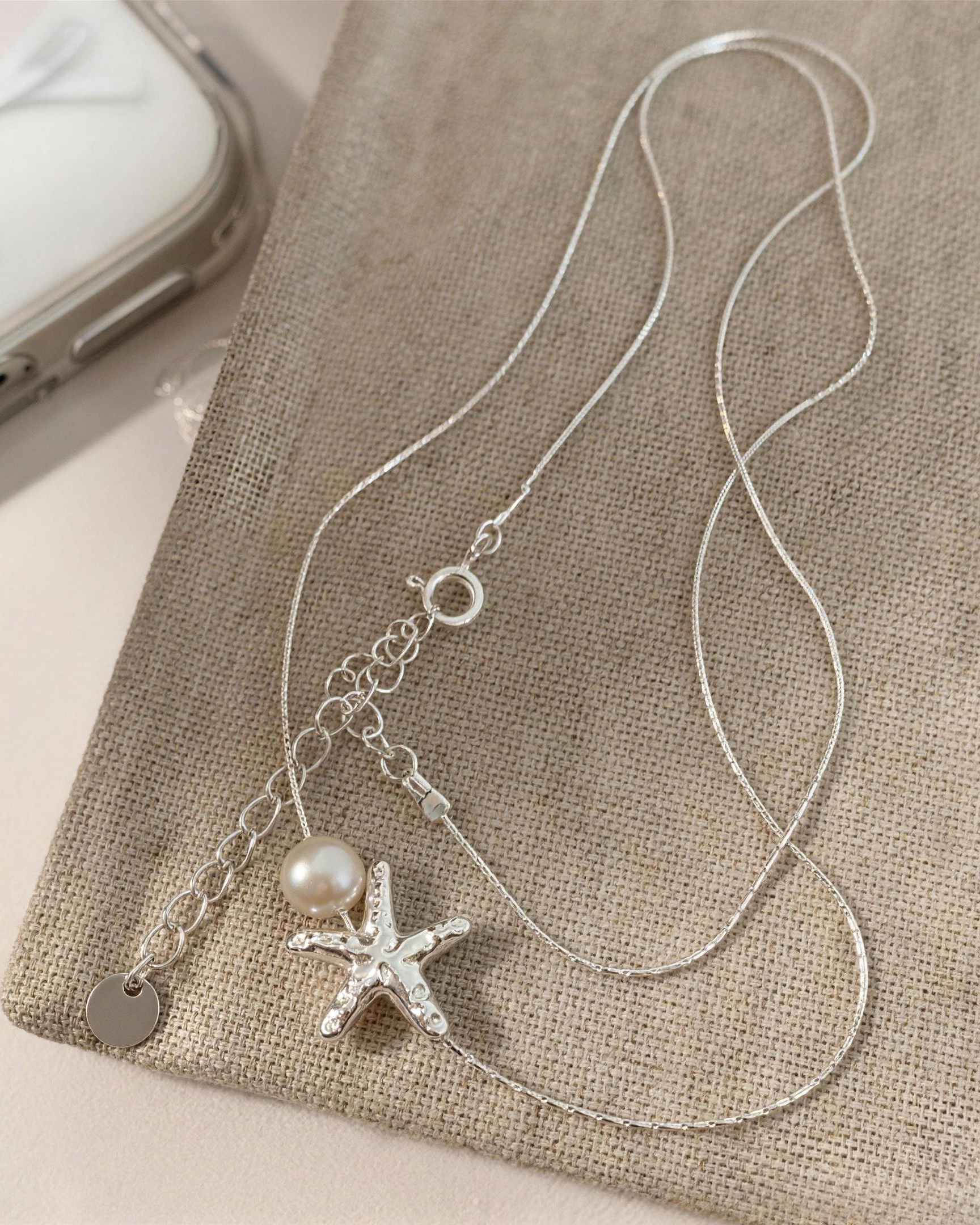 Silver Starfish & Pearl Necklace