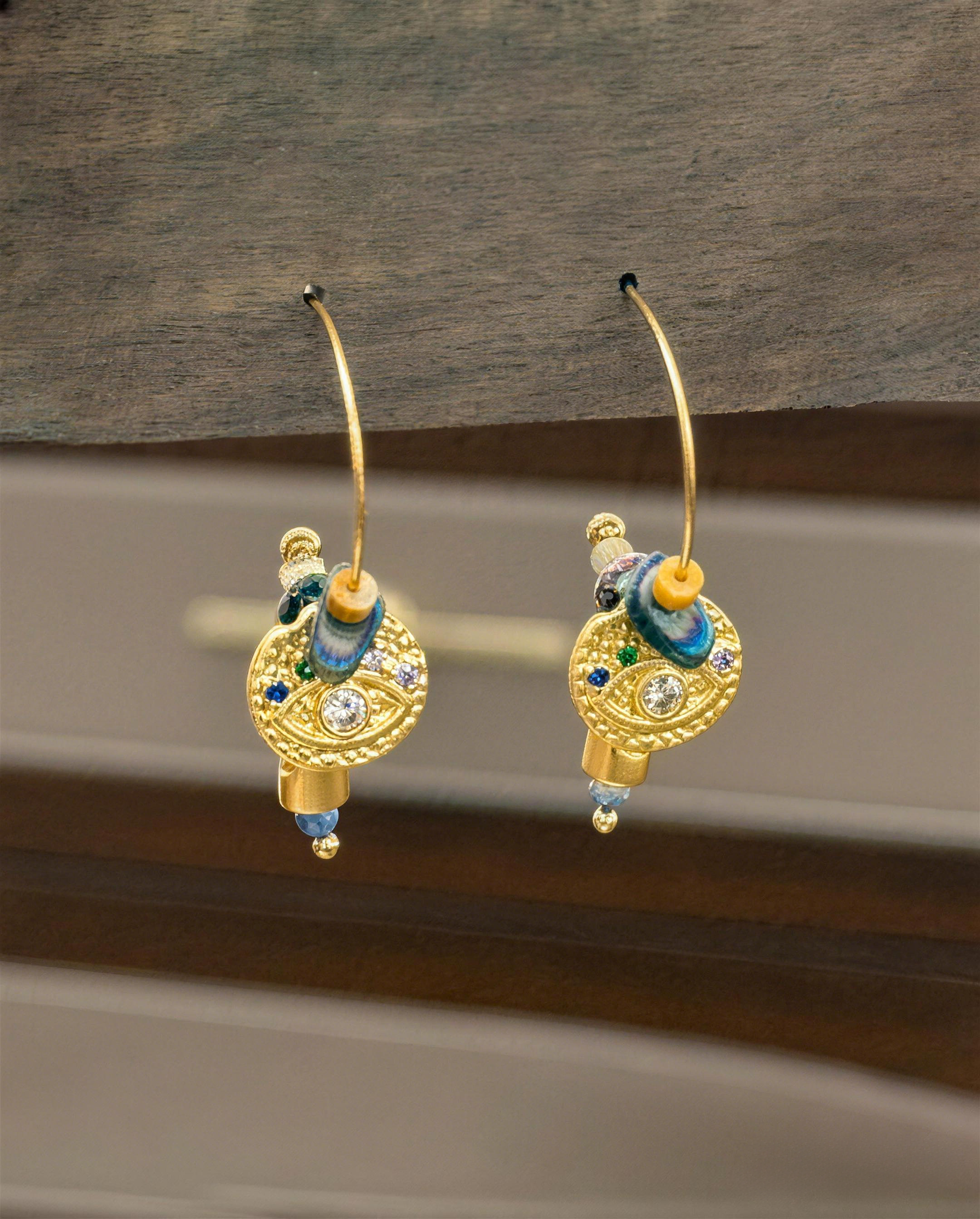 Gemstone Evil Eye Earrings
