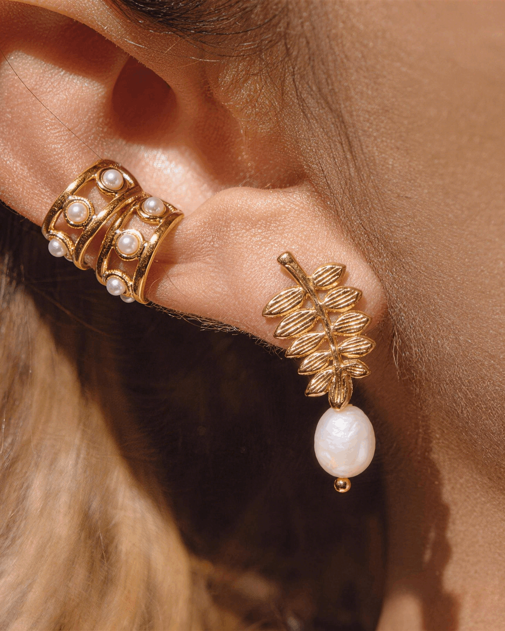 Wheat Ear Pearl Drop Earrings