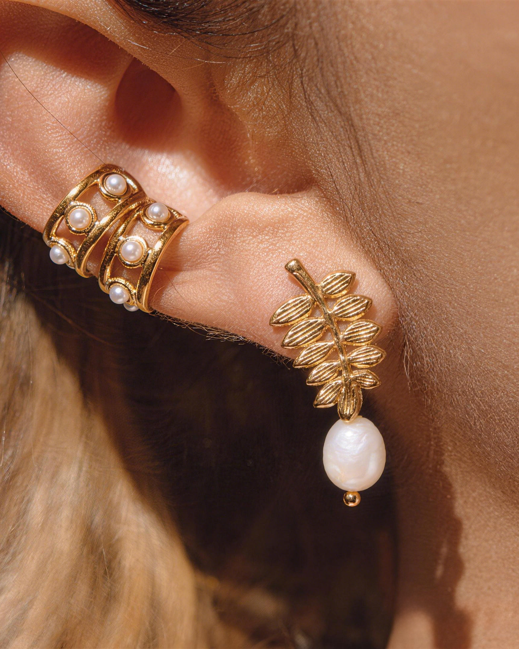 Wheat Ear Pearl Drop Earrings