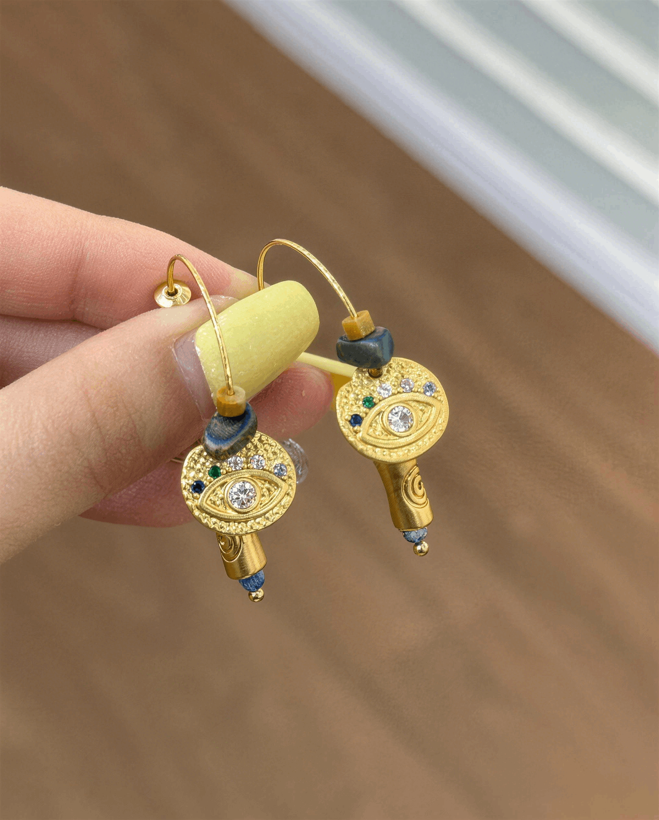 Gemstone Evil Eye Earrings