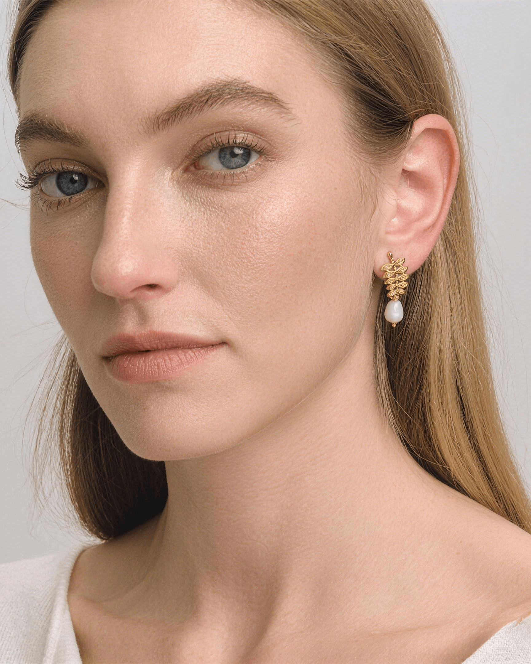 Wheat Ear Pearl Drop Earrings