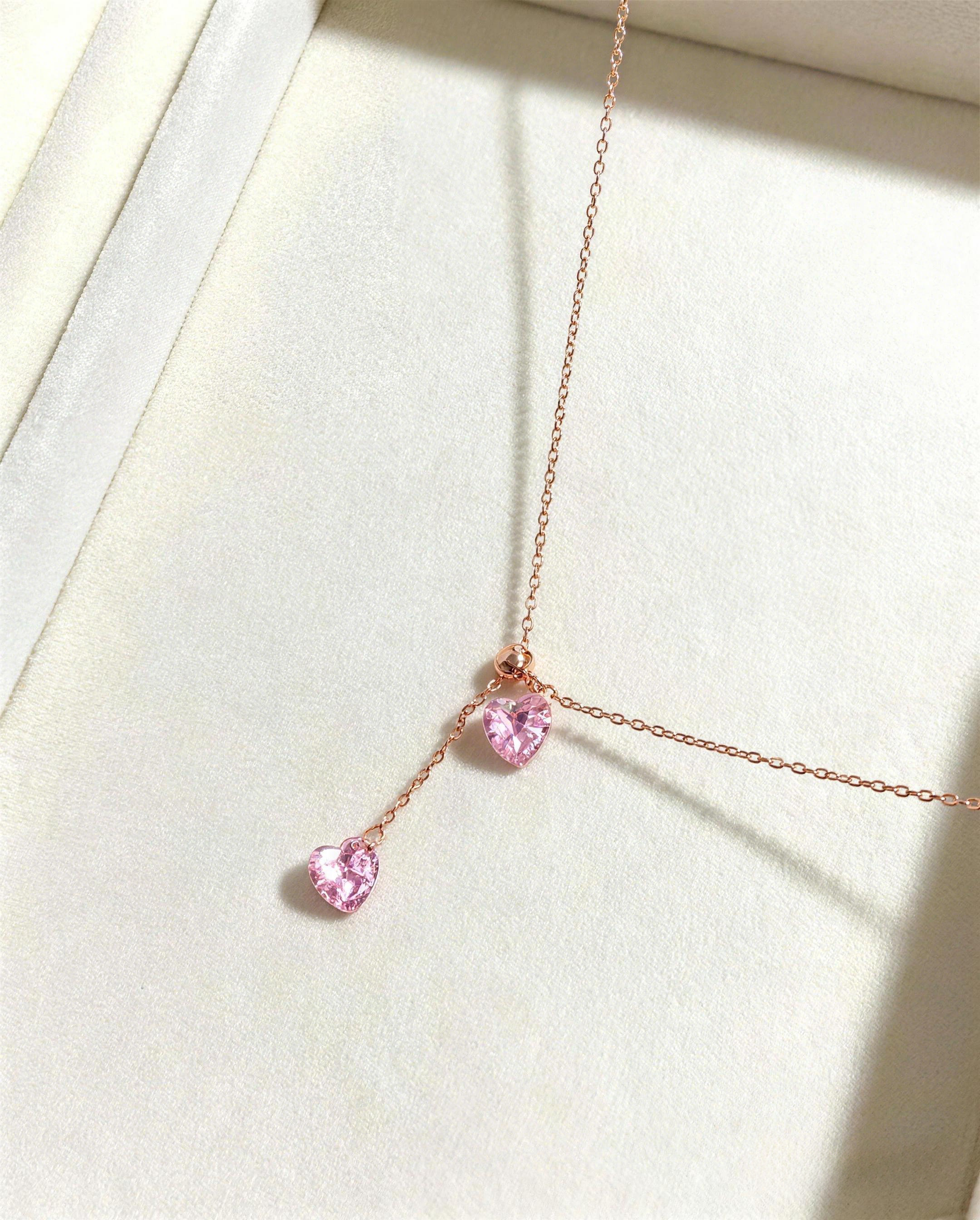Pink Heart Y-Necklace
