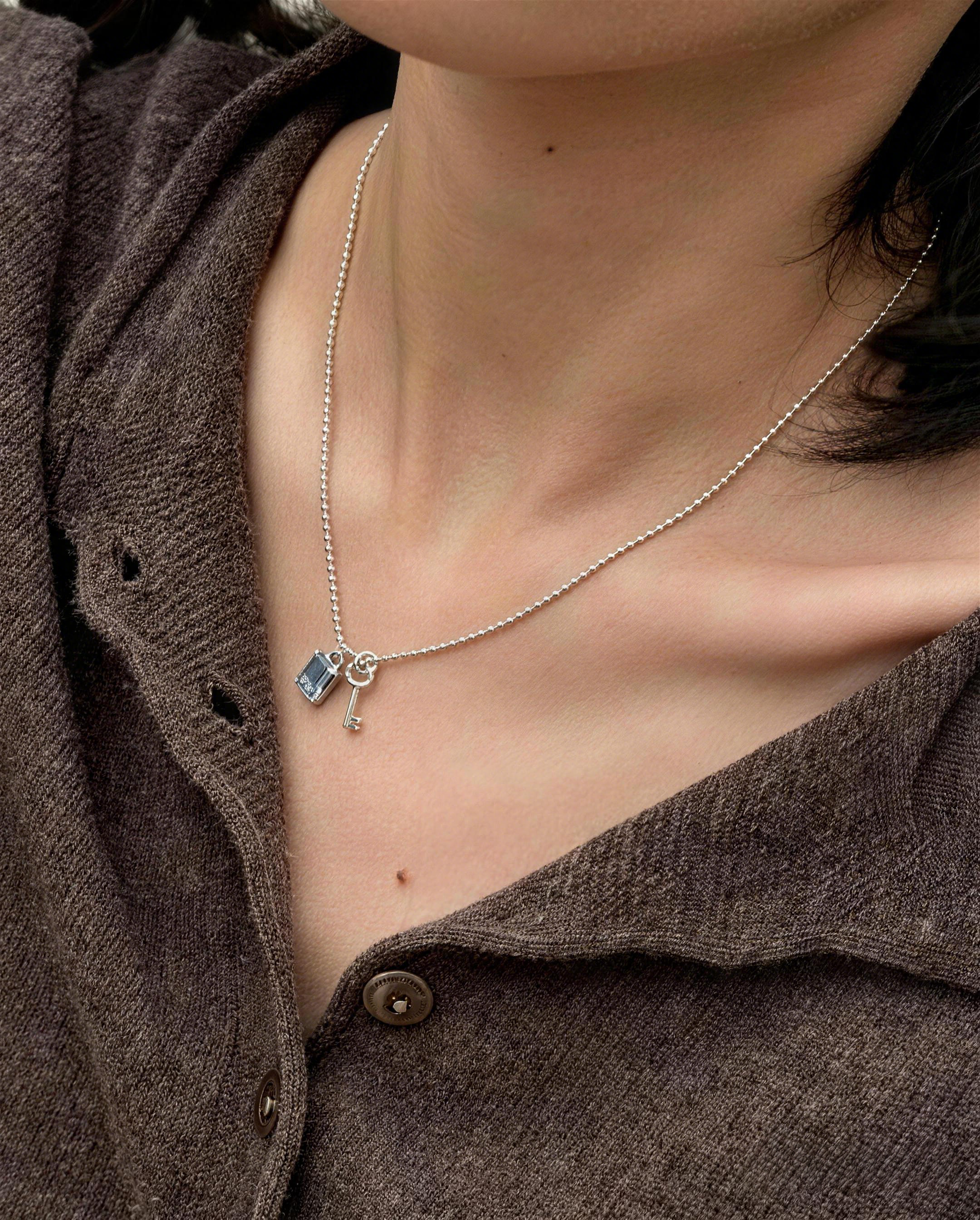 Ice Blue Key Pendant Necklace
