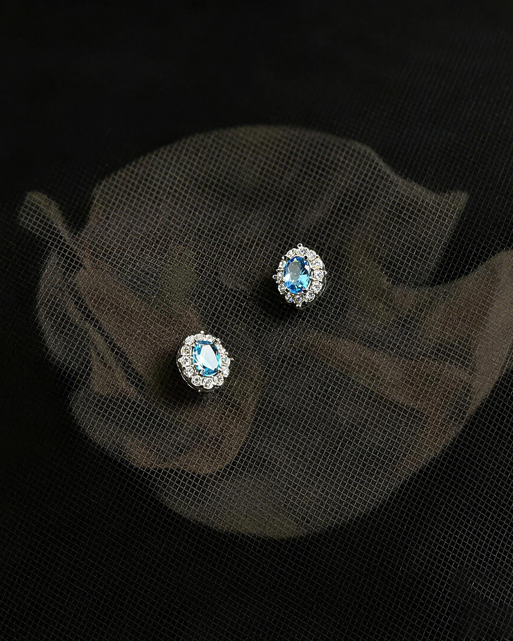 Aquamarine Blue Stud Earrings