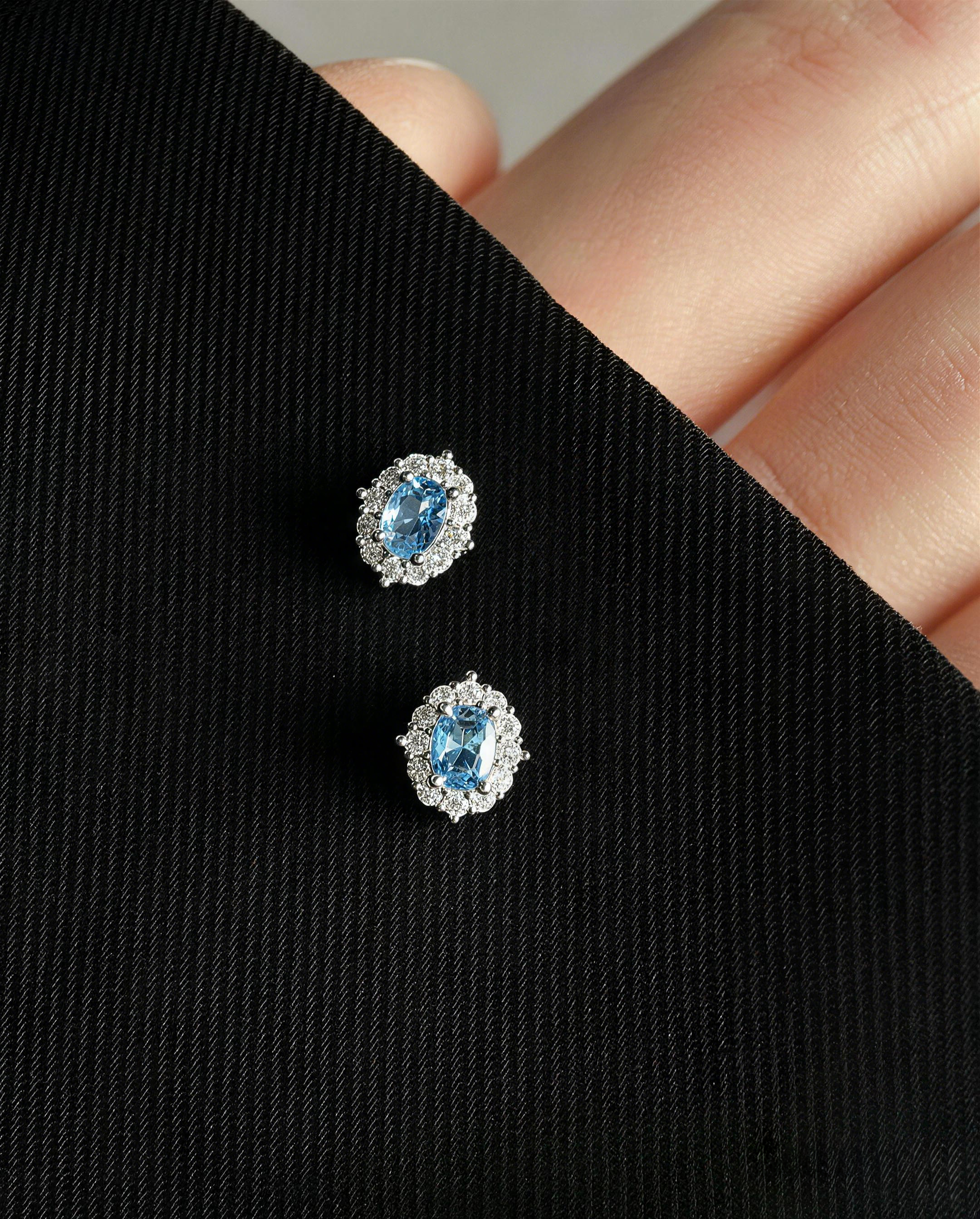 Aquamarine Blue Stud Earrings