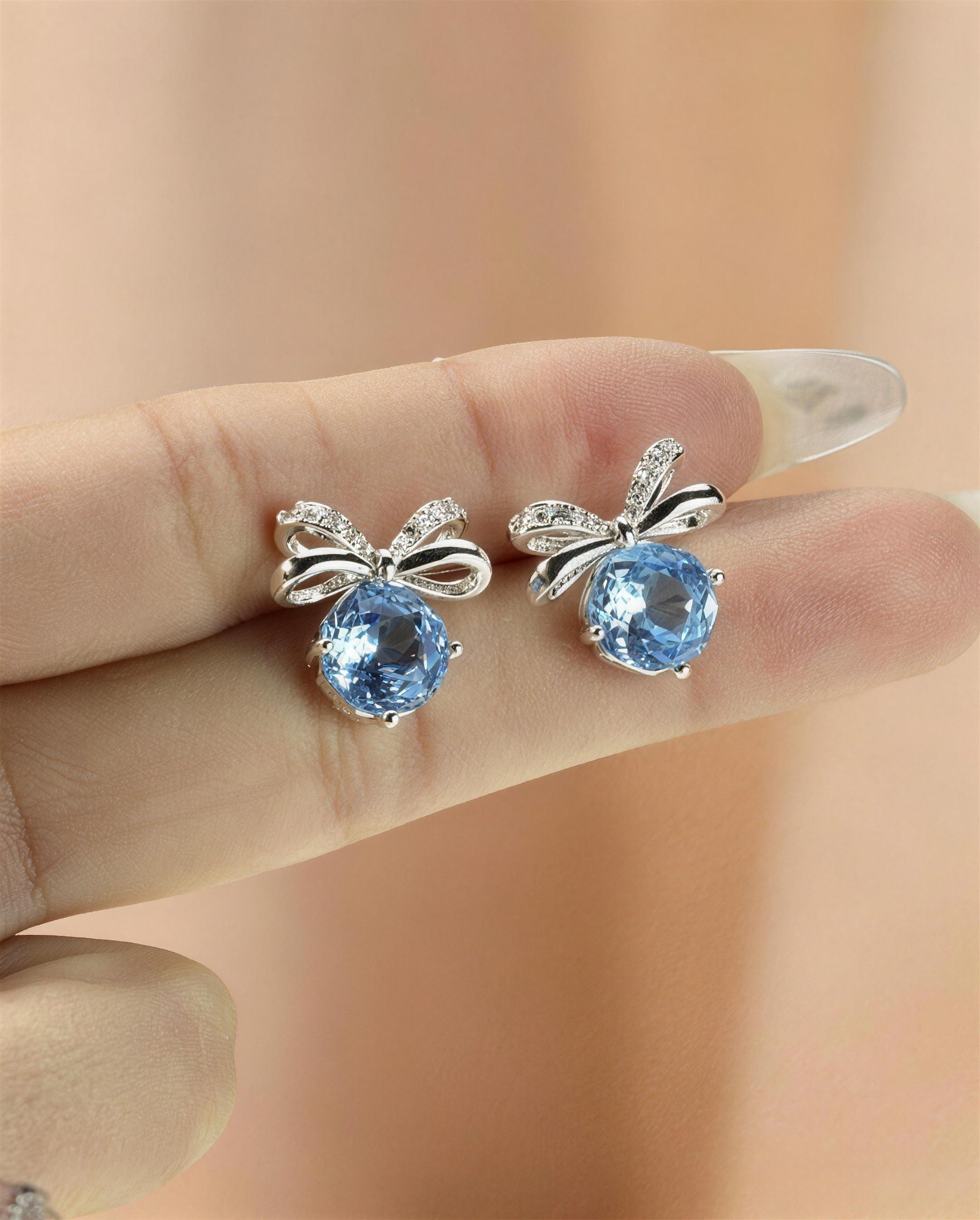 Ocean Blue Knot Stud Earrings