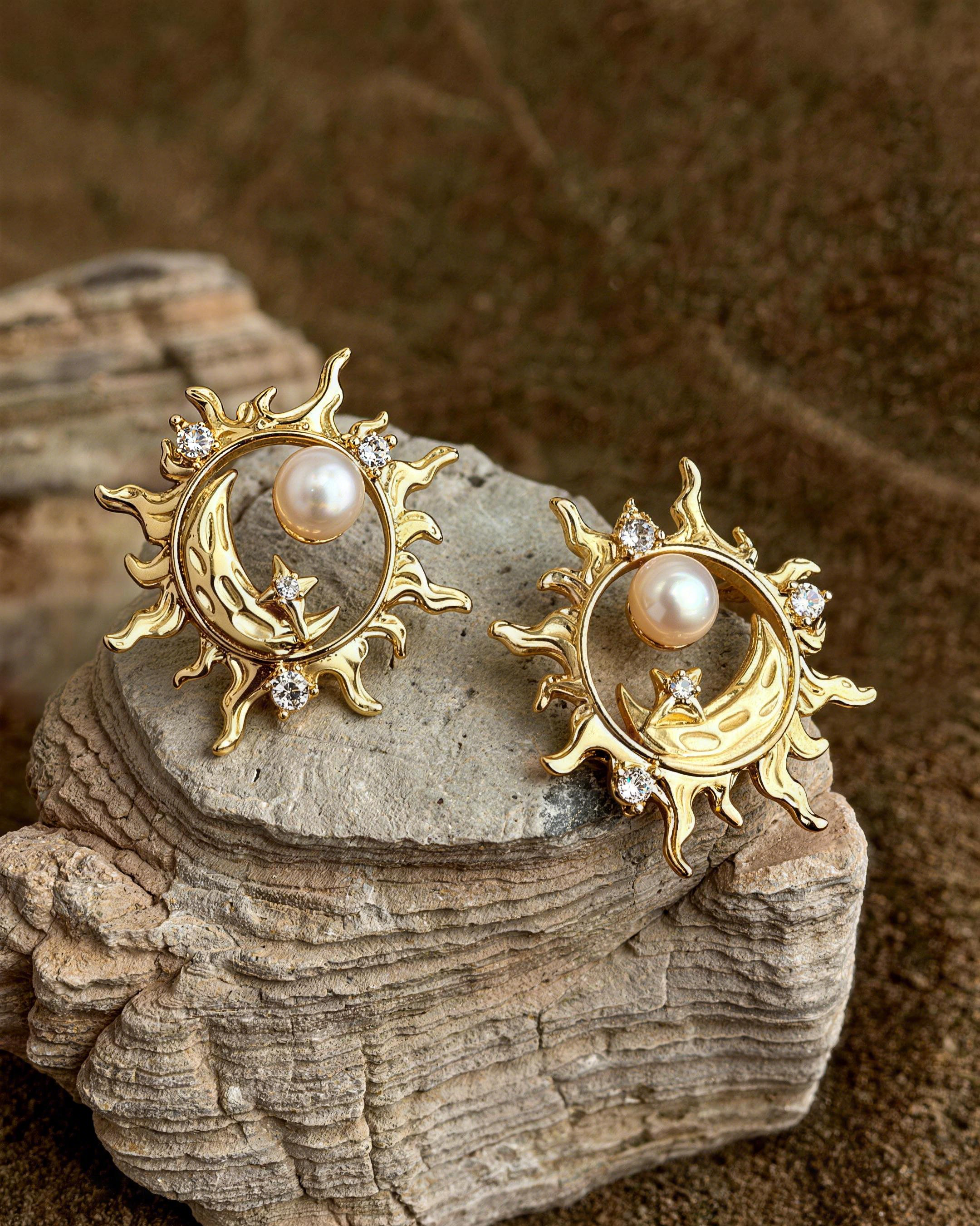 Sun & Moon Stud Earrings