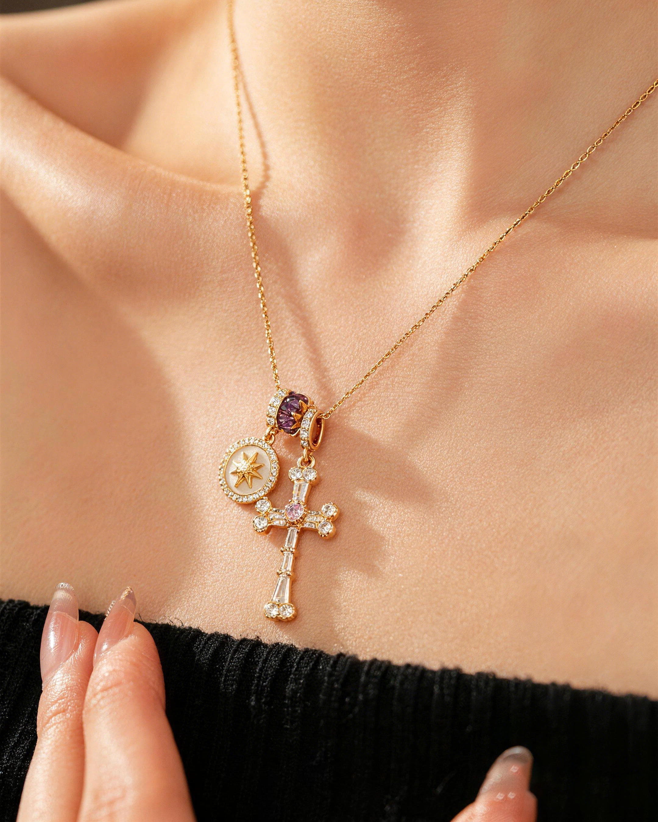 Pearl Cross Pandent Necklace