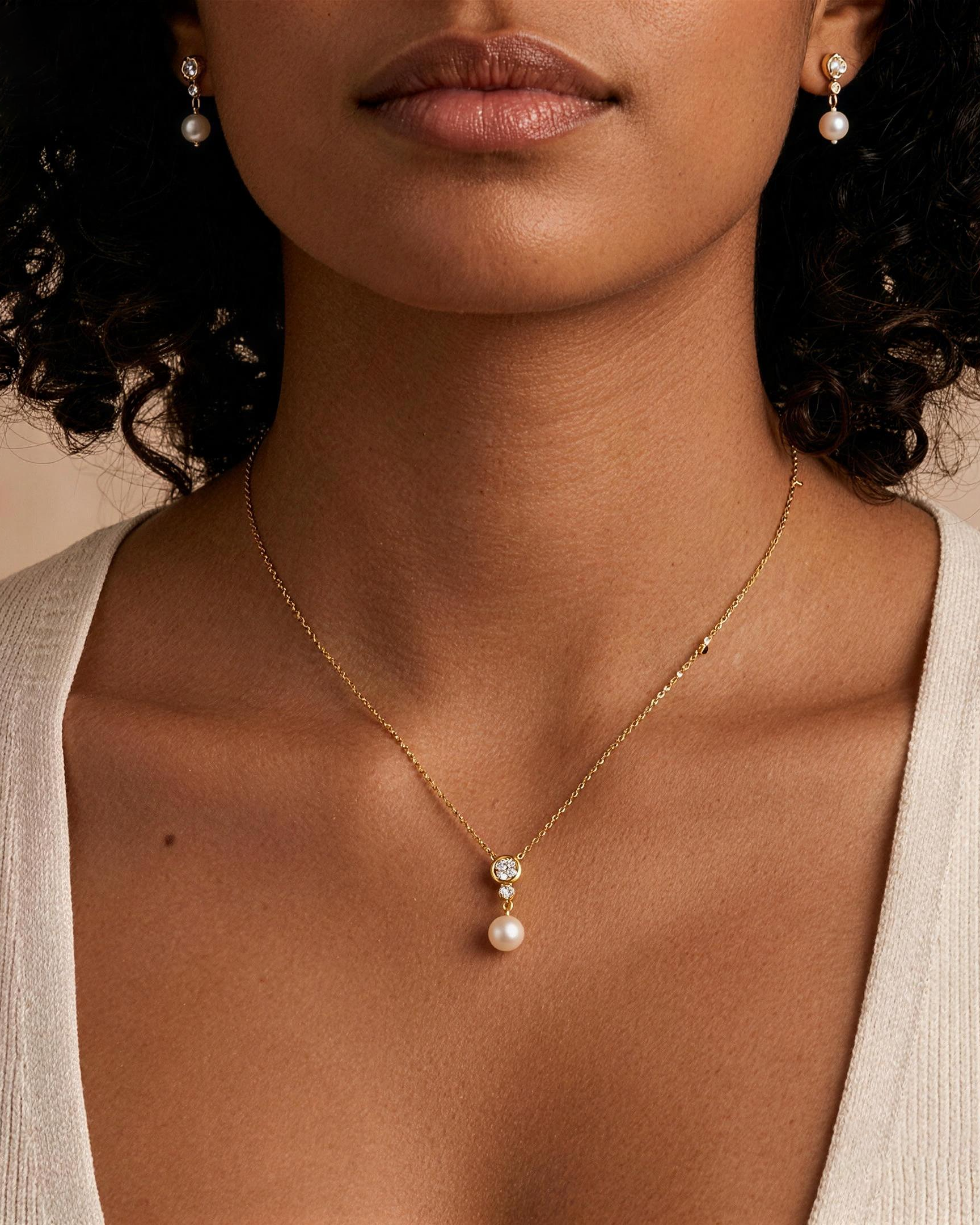 Pearl Zircon Pendant Necklace