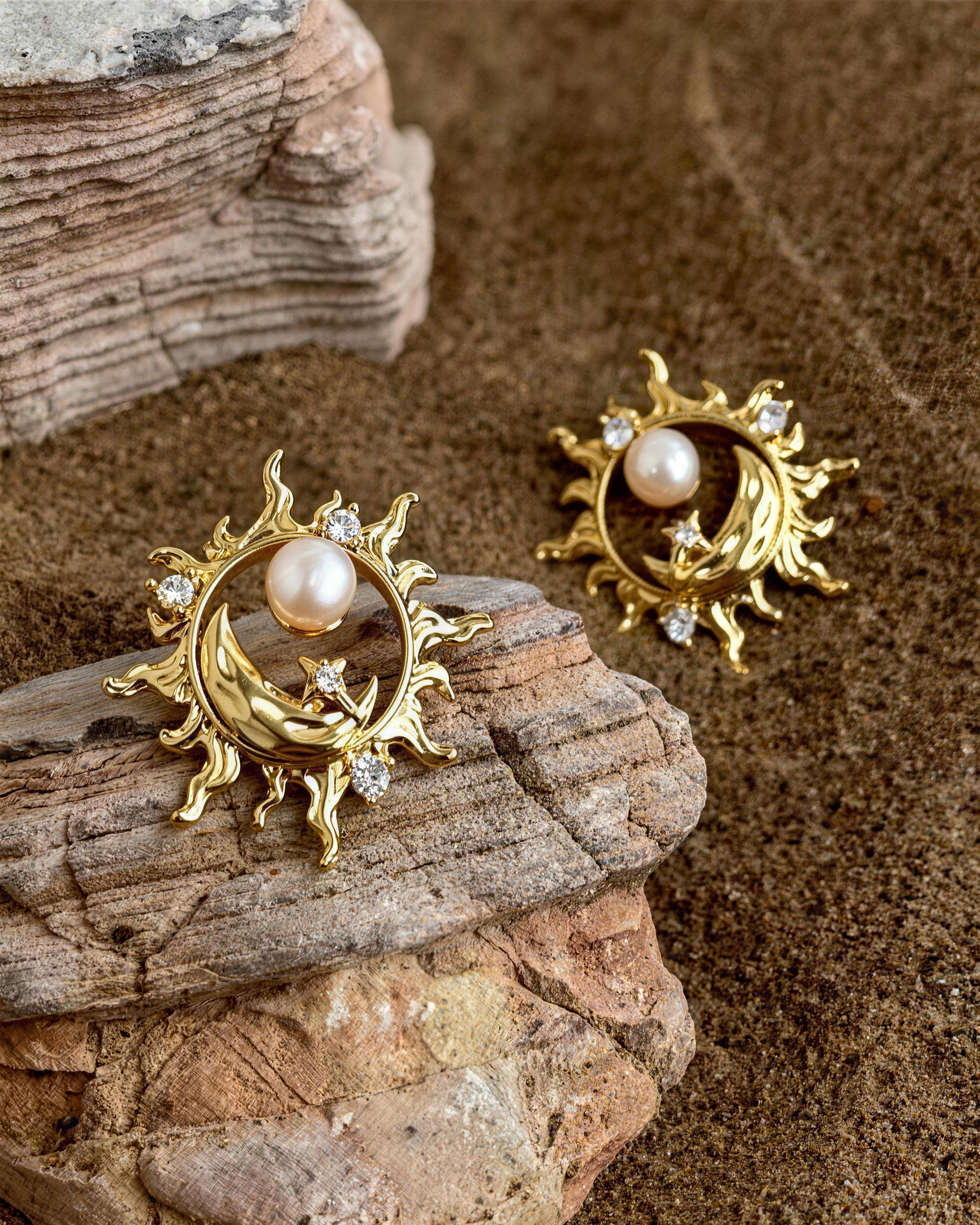 Sun & Moon Stud Earrings
