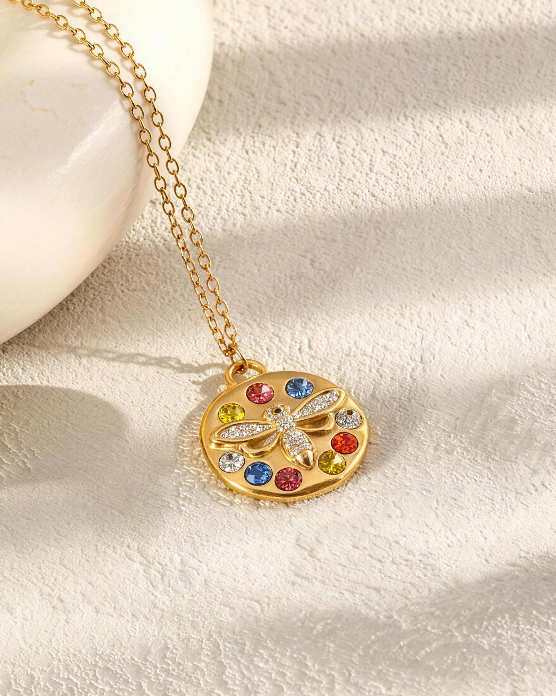 Bee Coin Pendant Necklace