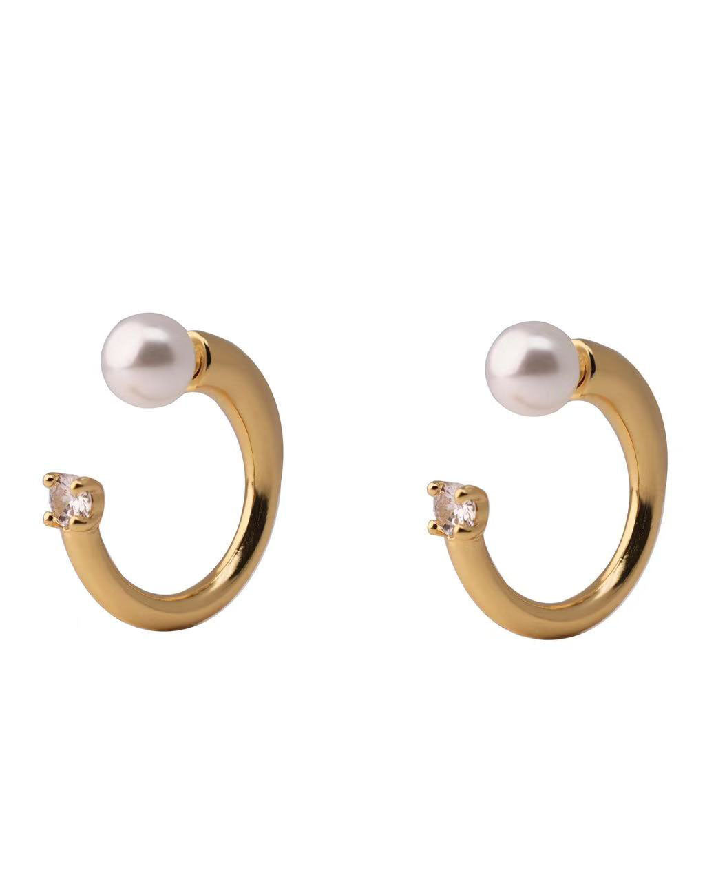YUHE Simple Pearl Hoop Earrings
