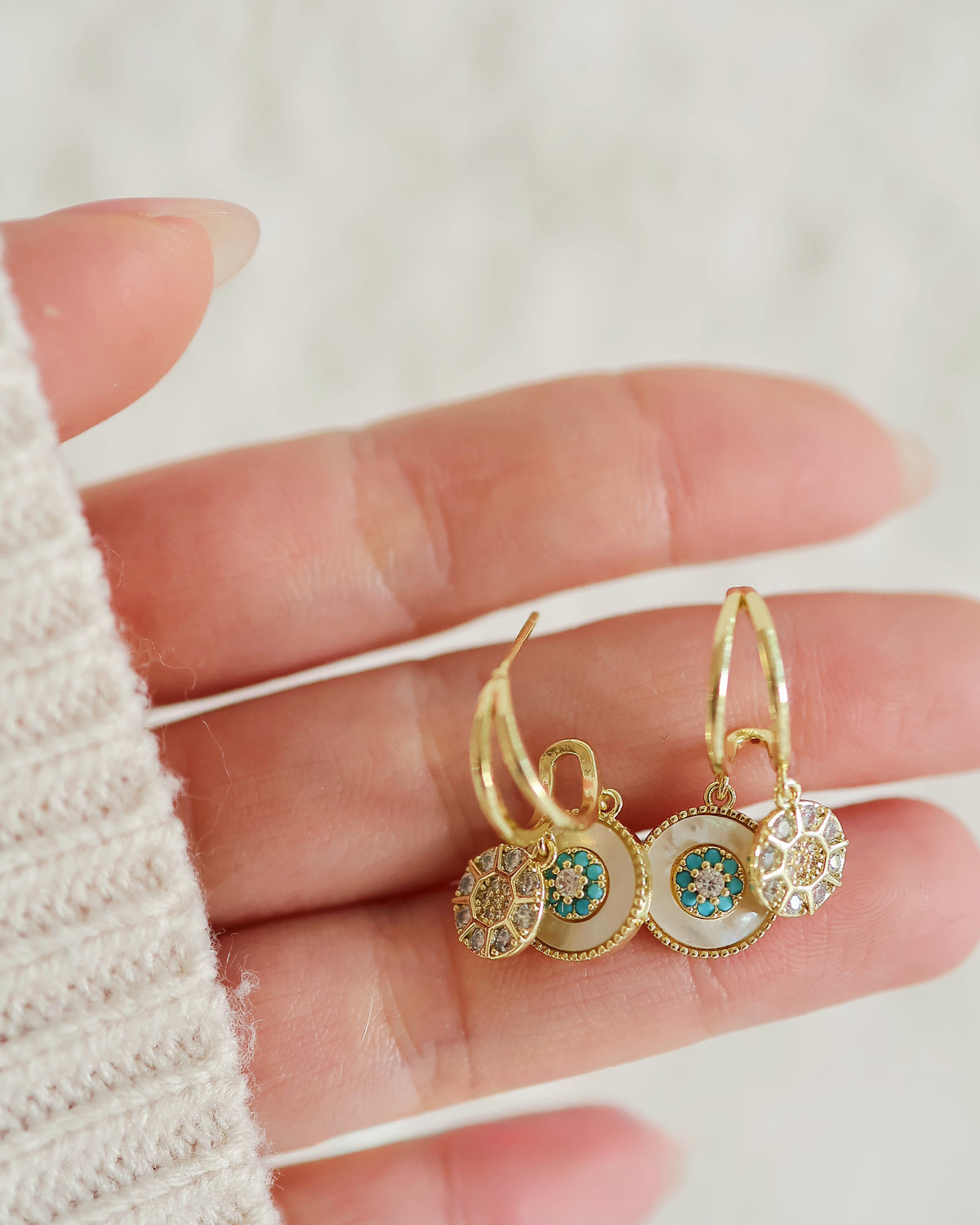 Gold Star Drop Earrings