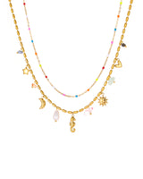 18K gold-plated seahorse pearl necklace with two-layer design